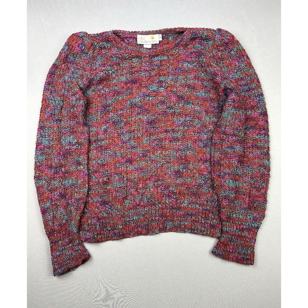 Vintage Liz Claiborne Women's M Puff Shoulder Puff Sleeve Jewel‎ Tone Sweater